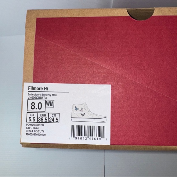 VANS Filmore Hi Embroidered Butterfly Mars Hi-Top Sneakers Sizes 7.5 - 8 - 8.5 - Picture 7 of 16